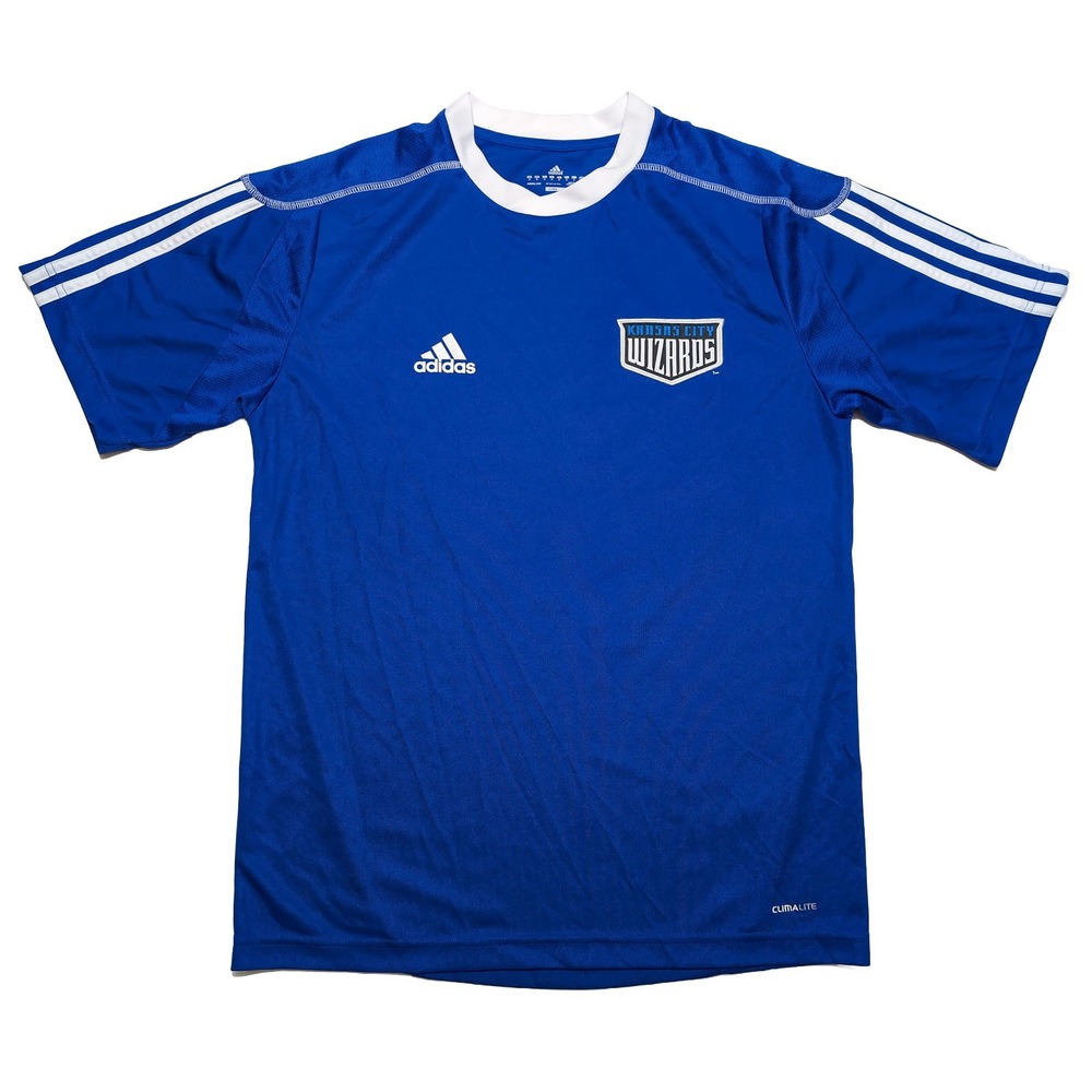 ADIDAS Sporting KC Kansas City Wizards Training Jersey Mens Medium Blue 2010 MLS